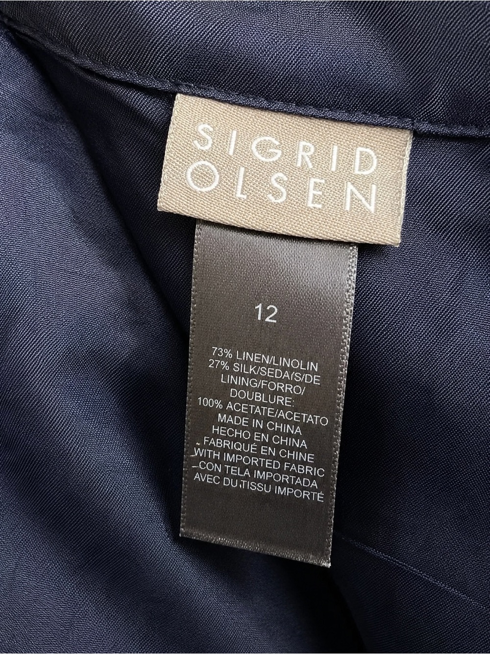 Sigrid Olsen Linen Silk Blend Midi Pencil Skirt Abstract Print Size 12 - Picture 6 of 7